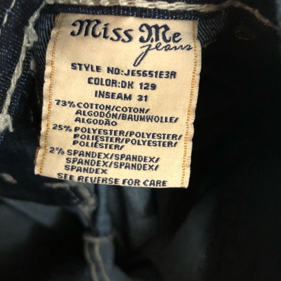 SOLD!!!! Miss Me easy boot cut embellished jeans - Picture 5 of 6
